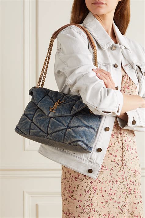 loulou ysl small quilted denim shoulder bag|ysl loulou small dark beige.